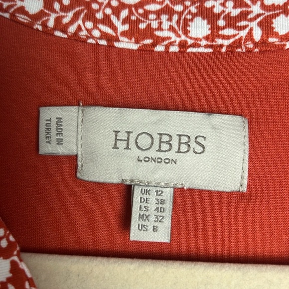 HOBBS London Jacinta Dress Apricot Ivory Floral Pint Fit & Flare Dress Size US8 - Picture 9 of 12